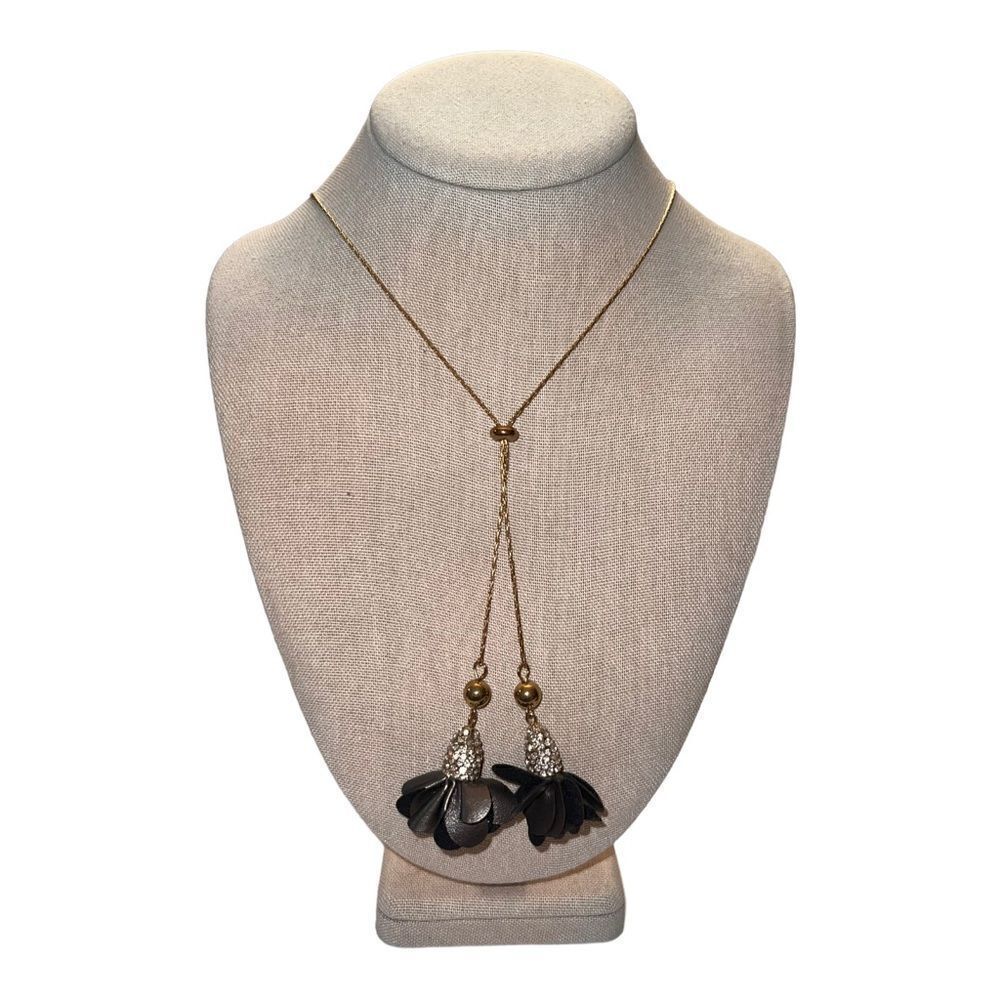 INC International Concepts Gray Flower 37" Lariat Adjustable Necklace New